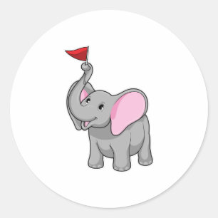 Elephant with Flag Classic Round Sticker