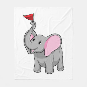 Elephant with Flag Fleece Blanket