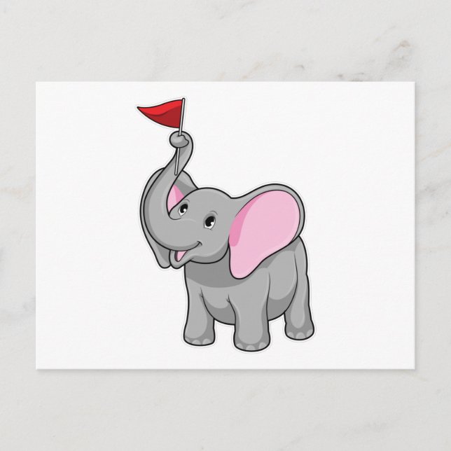 Elephant with Flag Postcard (Front)