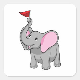 Elephant with Flag Square Sticker