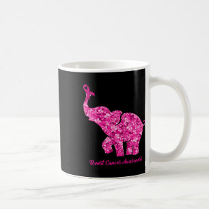 Elephant With Flower Breast Cancer Awareness Ribbo Coffee Mug