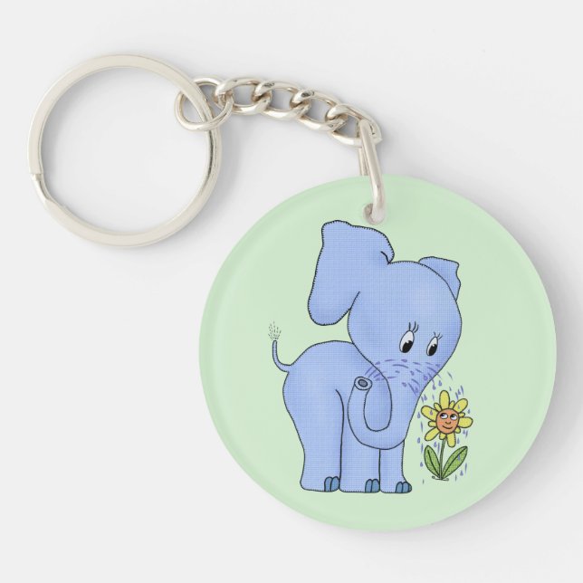Elephant with flower key ring (Front)