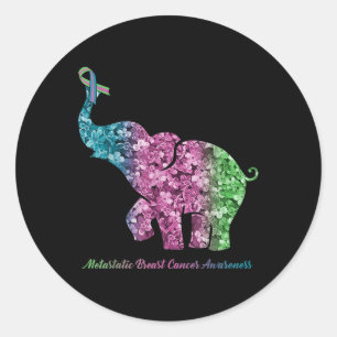 Elephant With Flower Metastatic Breast Cancer Awar Classic Round Sticker