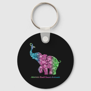 Elephant With Flower Metastatic Breast Cancer Awar Key Ring