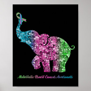 Elephant With Flower Metastatic Breast Cancer Awar Poster