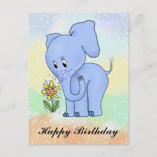 Elephant with flower postcard