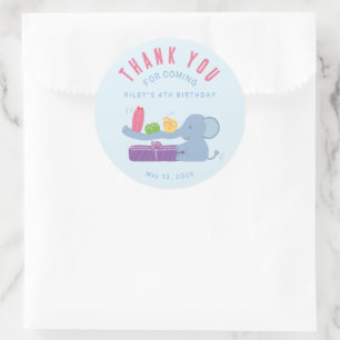 Elephant with Gifts Thank You Classic Round Sticker