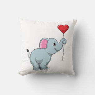 Elephant with Heart Balloon Cushion