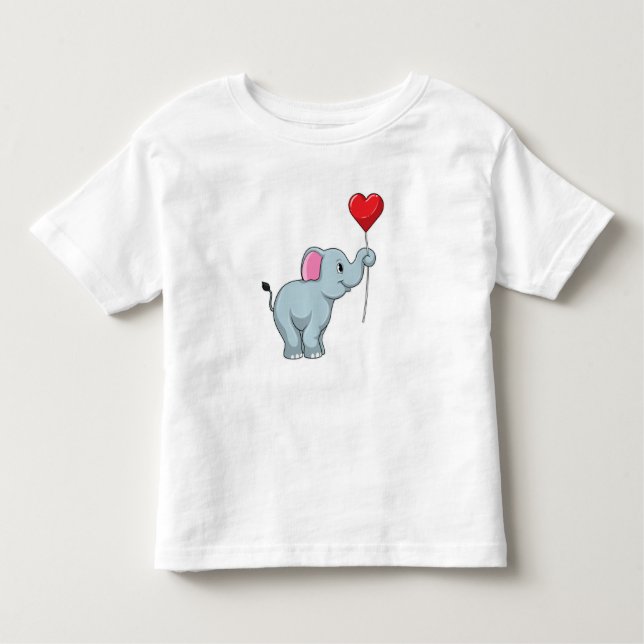 Elephant with Heart Balloon Toddler T-Shirt (Front)