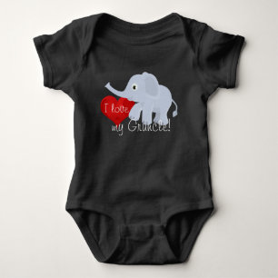 Elephant with heart declares, "I love my Gruncle" Baby Bodysuit