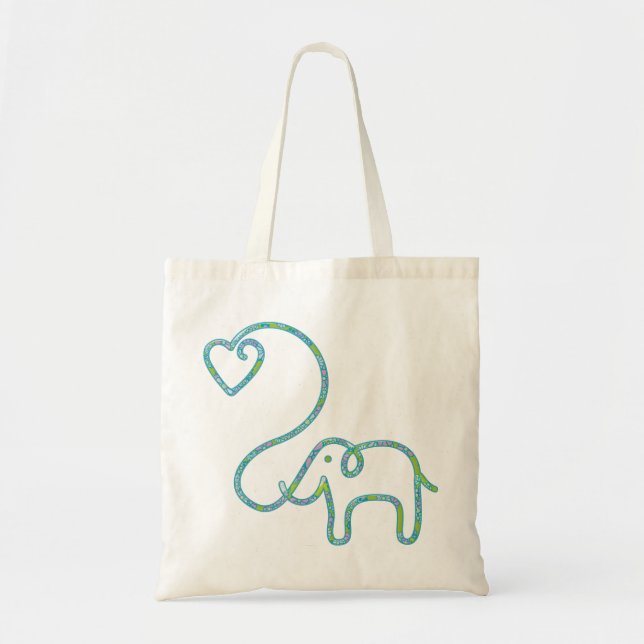 ELEPHANT with heart Tote Bag (Front)