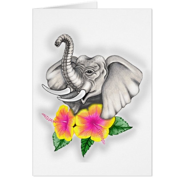 Elephant with Hibiscus Design (Front)