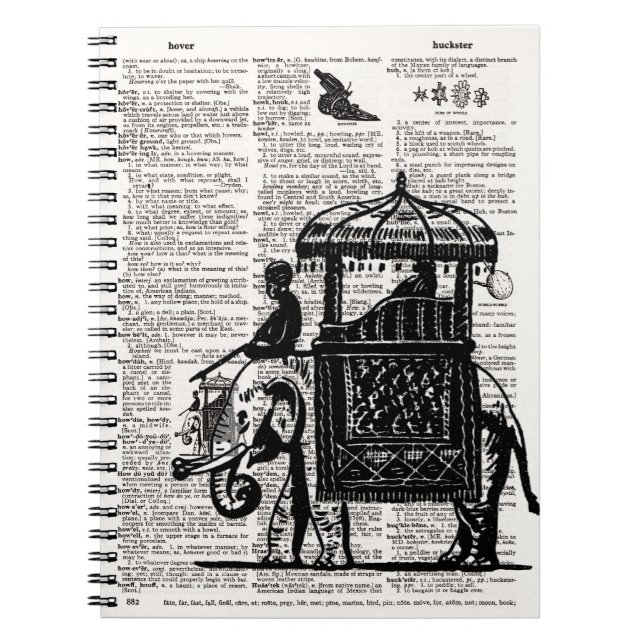 Elephant with Howdah Dictionary Art Notebook (Front)