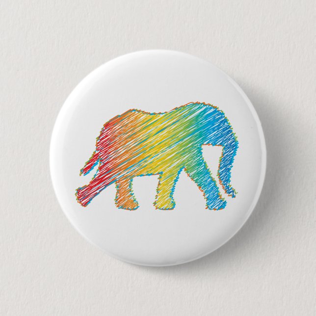 Elephant with Lines 6 Cm Round Badge (Front)