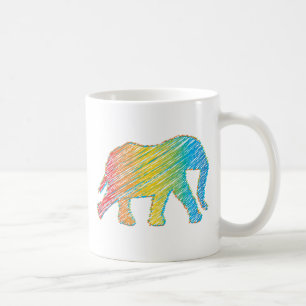 Elephant with Lines Coffee Mug