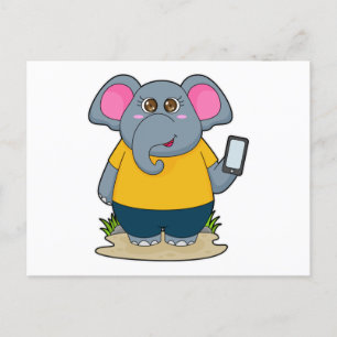 Elephant with Mobile Postcard