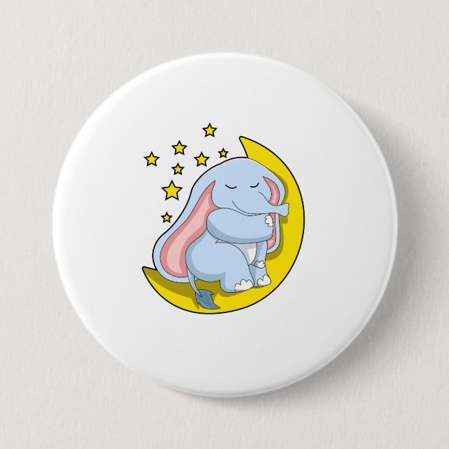 Elephant with Moon and Stars 7.5 Cm Round Badge (Front)