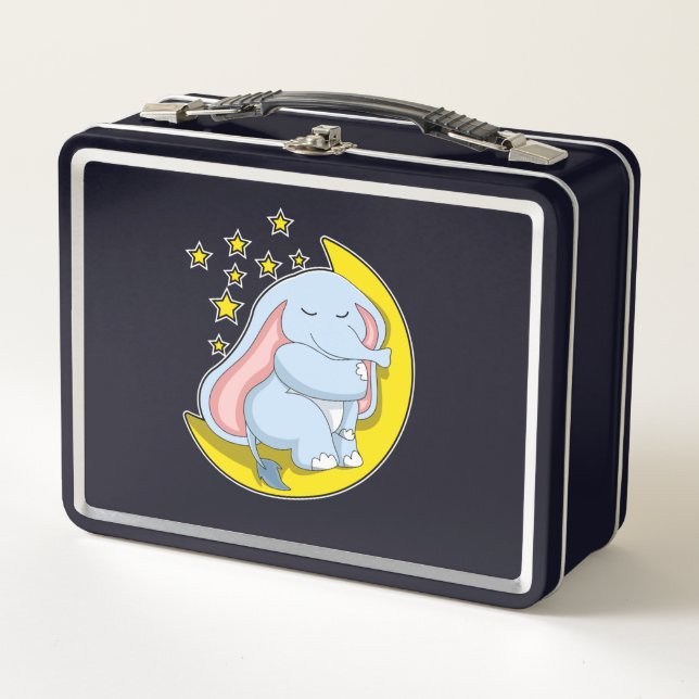 Elephant with Moon and Stars Metal Lunch Box (Front)