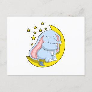 Elephant with Moon and Stars Postcard