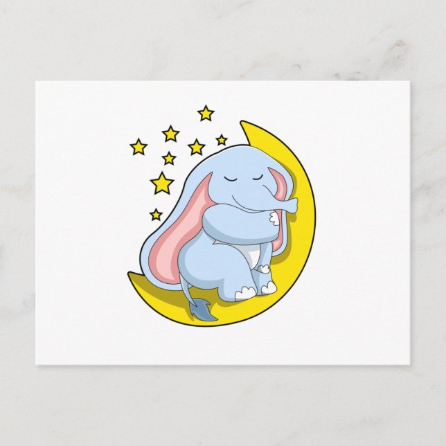 Elephant with Moon and Stars Postcard (Front)