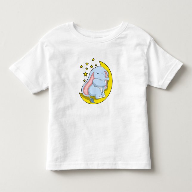 Elephant with Moon and Stars Toddler T-Shirt (Front)