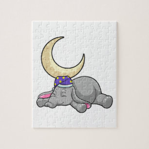 Elephant with Moon Jigsaw Puzzle