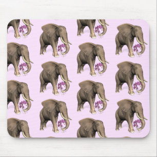 Elephant With Pink Orchid Mouse Pad