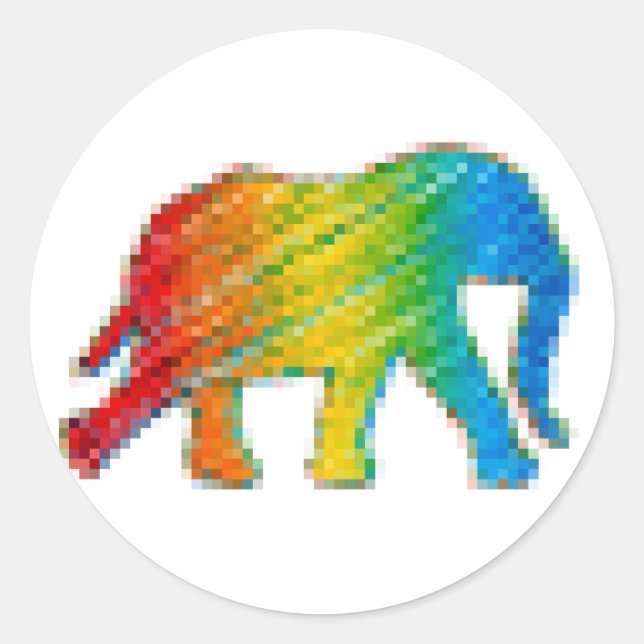 Elephant with Pixels Classic Round Sticker (Front)