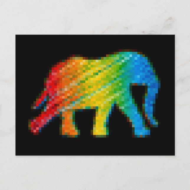 Elephant with Pixels Postcard (Front)