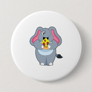 Elephant with Pizza 7.5 Cm Round Badge