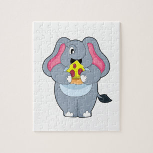 Elephant with Pizza Jigsaw Puzzle