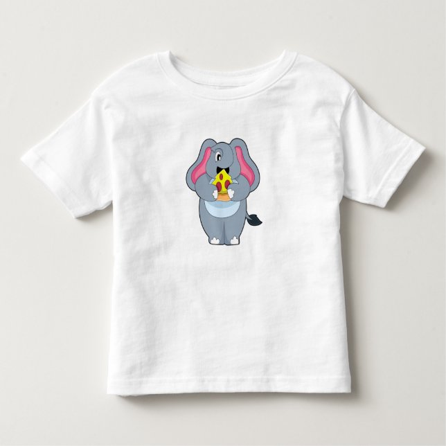 Elephant with Pizza Toddler T-Shirt (Front)