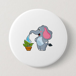Elephant with Plant 7.5 Cm Round Badge