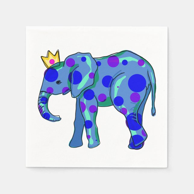 Elephant with Polka Dots Napkins (Front)