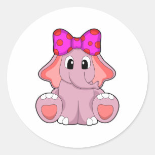 Elephant with Ribbon Classic Round Sticker