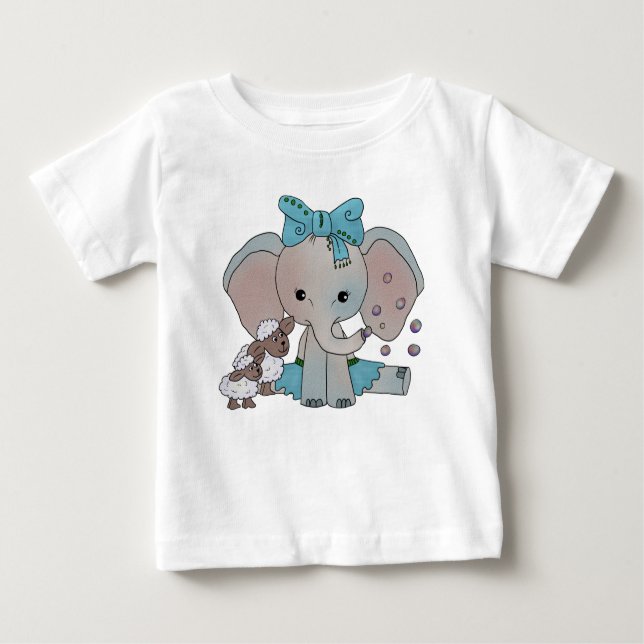 Elephant with soap bubbles baby T-Shirt (Front)