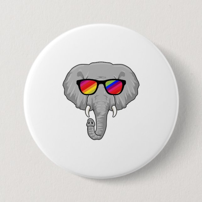 Elephant with Sunglasses 7.5 Cm Round Badge (Front)