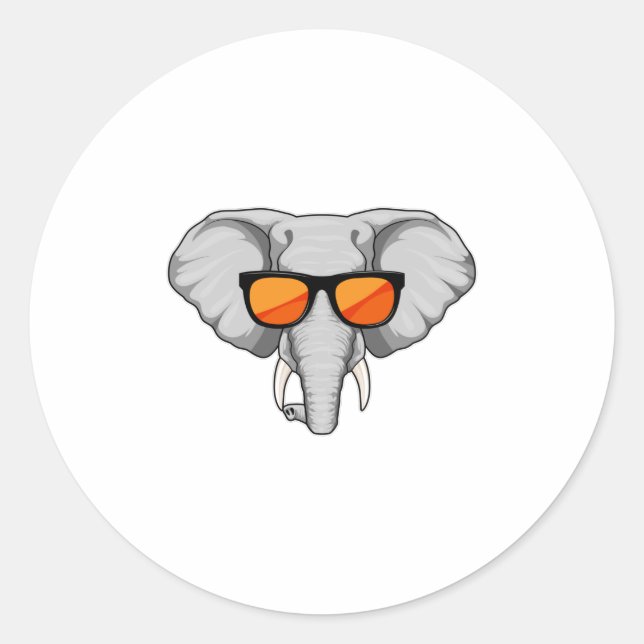 Elephant with Sunglasses Classic Round Sticker (Front)