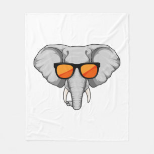 Elephant with Sunglasses Fleece Blanket