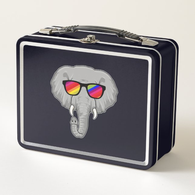 Elephant with Sunglasses Metal Lunch Box (Front)