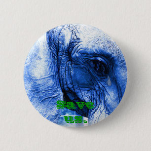 Elephant with tear 6 cm round badge