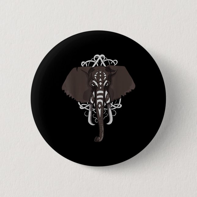 Elephant With War Paint  6 Cm Round Badge (Front)