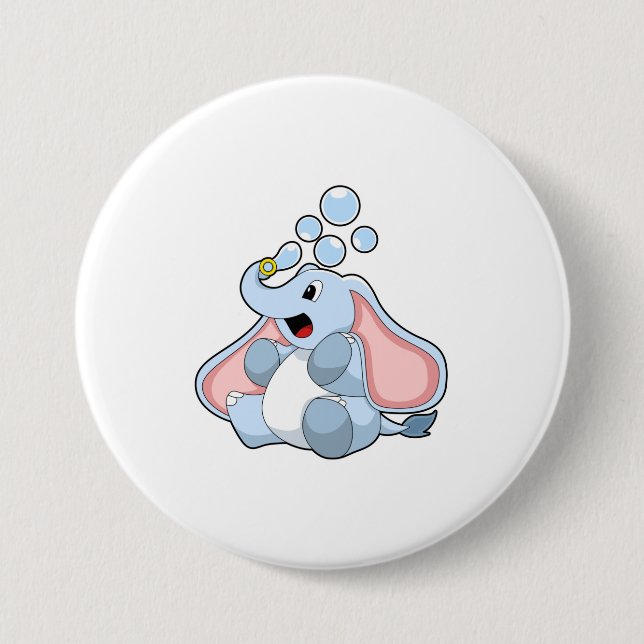Elephant with Water bubbles 7.5 Cm Round Badge (Front)