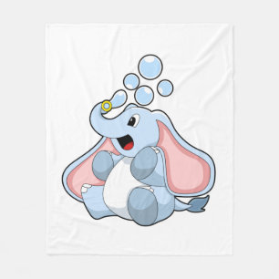 Elephant with Water bubbles Fleece Blanket