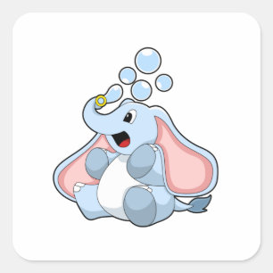 Elephant with Water bubbles Square Sticker