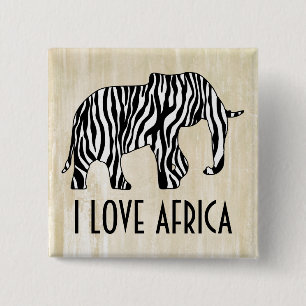 Elephant with Zebra Stripes + your ideas 15 Cm Square Badge