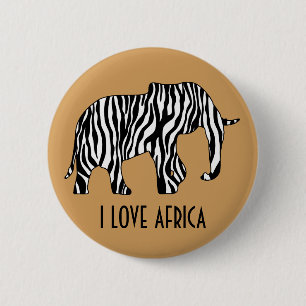 Elephant with Zebra Stripes + your ideas 6 Cm Round Badge