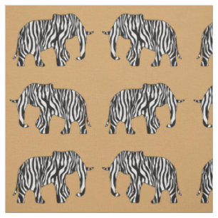 Elephant with Zebra Stripes + your ideas Fabric