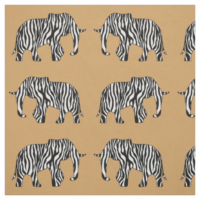 Elephant with Zebra Stripes + your ideas Fabric (Swatch)