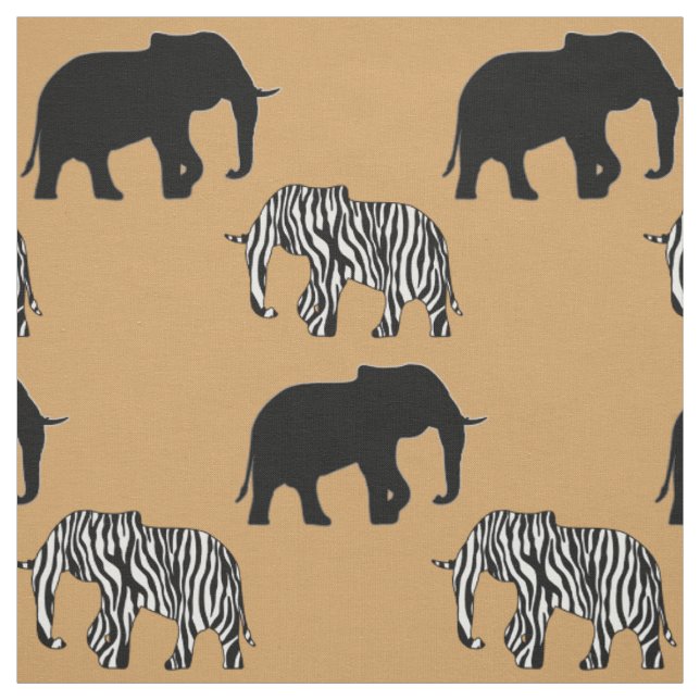 Elephant with Zebra Stripes + your ideas Fabric (Swatch)